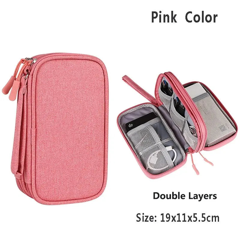 Data Cable Storage Bag Waterproof Portable Carry Case Storage Bag Travel Organizer Bag for Cable Cord USB Charger