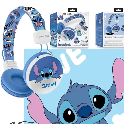 New Disney Mickey Stitch Wireless Earphones Bluetooth Surround Sound Stereo Foldable Earphones Laptop Earphones