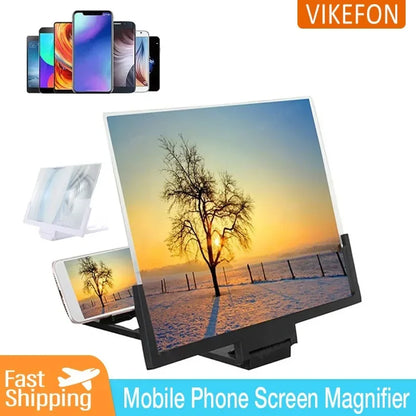 12/14in Mobile Phone Screen Amplifier 3D Magnifying Glass Stand Magnifier HD Video Amplifier Phone Stand Enlarged Screen Bracket
