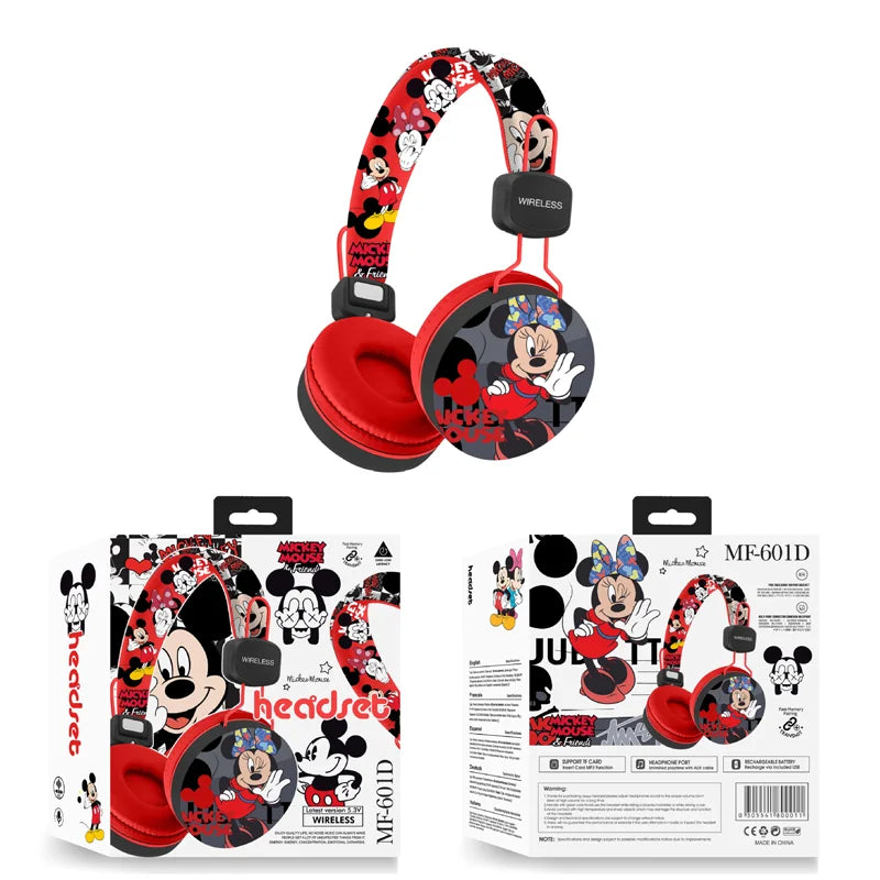 New Disney Mickey Stitch Wireless Earphones Bluetooth Surround Sound Stereo Foldable Earphones Laptop Earphones