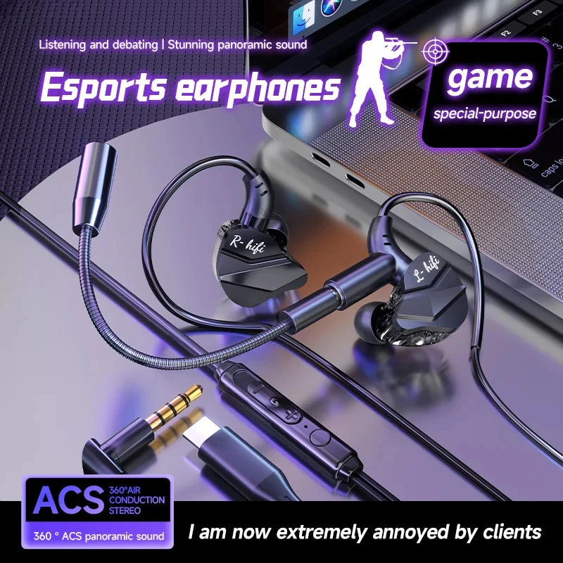 SoundStrike Dual Mic – HiFi Gaming Earphones for Samsung