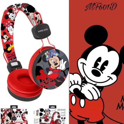 New Disney Mickey Stitch Wireless Earphones Bluetooth Surround Sound Stereo Foldable Earphones Laptop Earphones