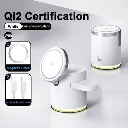 2025 New Qi2 Wireless Charger 3-in-1 Fast Charging Station Stand Folding Holder for iPhone 16 15 14 Pro Max Airpods Apple Watch